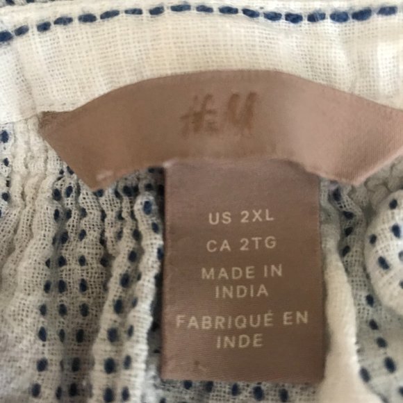 H&M White with Blue Thread Stitched Stripes Cap Sleeve Pullover Top Size 2XL - Picture 13 of 13
